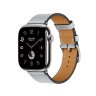 Кожаный ремешок Hermes для Apple Watch Single Tour 42mm - Серо-голубой (Bleu Glacier)