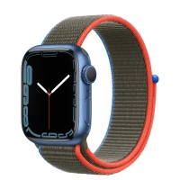 Apple Watch Series 7 41 мм, синий алюминий, спортивный браслет Оливковый
