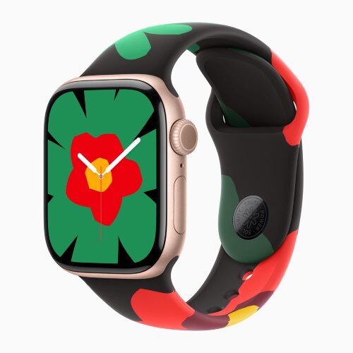 Apple Watch Series 11 46mm, Rose Gold Aluminum Case with Sport Band - Unity Bloom