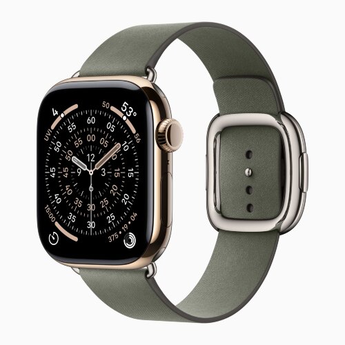 Apple Watch Series 11 42mm, Gold Titanium Case with Modern Buckle - Sage Gray