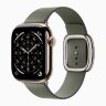 Apple Watch Series 11 42mm, Gold Titanium Case with Modern Buckle - Sage Gray