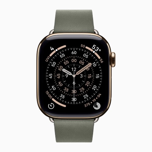 Apple Watch Series 11 42mm, Gold Titanium Case with Modern Buckle - Sage Gray