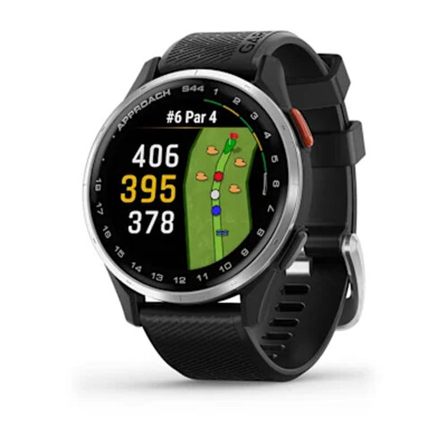 Умные часы Garmin Approach S44, Silver Aluminum Bezel, Black Silicone Band