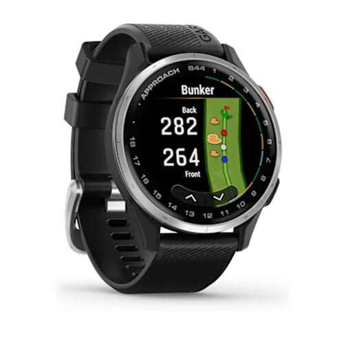 Умные часы Garmin Approach S44, Silver Aluminum Bezel, Black Silicone Band