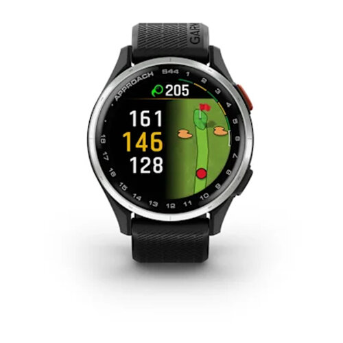 Умные часы Garmin Approach S44, Silver Aluminum Bezel, Black Silicone Band