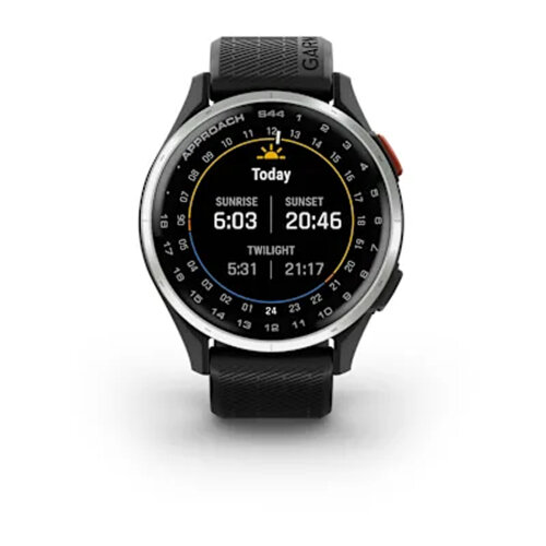 Умные часы Garmin Approach S44, Silver Aluminum Bezel, Black Silicone Band