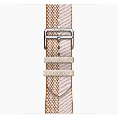 Apple Watch Hermes Series 11 46mm, клетчатый бежевый ремешок из плетеного нейлона