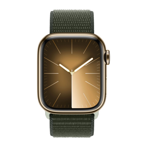 Apple Watch Series 9 41mm, Gold Stainless Steel Case with Sport Loop - Cypress