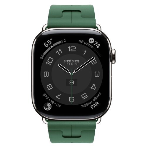 Apple Watch Hermes Series 10 46mm, спортивный ремешок Kilim зеленый