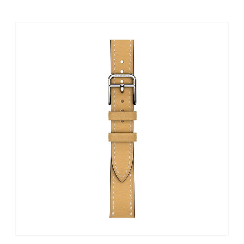 Кожаный ремешок Hermes для Apple Watch Single Tour 42mm Attelage - Соломенный (Paille/Écru)