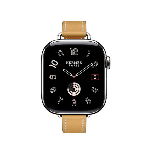 Кожаный ремешок Hermes для Apple Watch Single Tour 42mm Attelage - Соломенный (Paille/Écru)