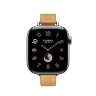 Кожаный ремешок Hermes для Apple Watch Single Tour 42mm Attelage - Соломенный (Paille/Écru)