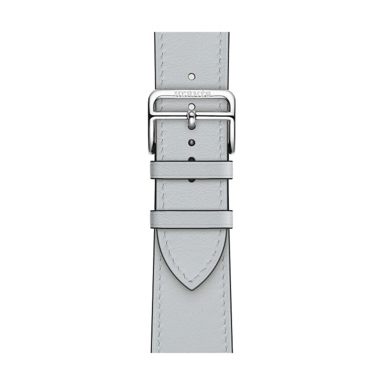Кожаный ремешок Hermes для Apple Watch Single Tour 46mm - Серо-голубой (Bleu Glacier)