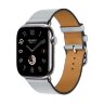 Кожаный ремешок Hermes для Apple Watch Single Tour 46mm - Серо-голубой (Bleu Glacier)
