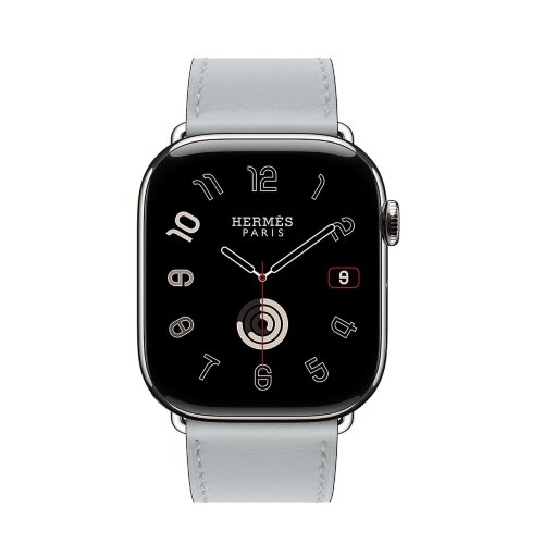 Кожаный ремешок Hermes для Apple Watch Single Tour 46mm - Серо-голубой (Bleu Glacier)