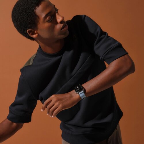 Кожаный ремешок Hermes для Apple Watch Single Tour 46mm - Серо-голубой (Bleu Glacier)