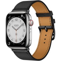 Apple Watch Series 7 Hermes 45 мм с кожаным ремешком черного цвета