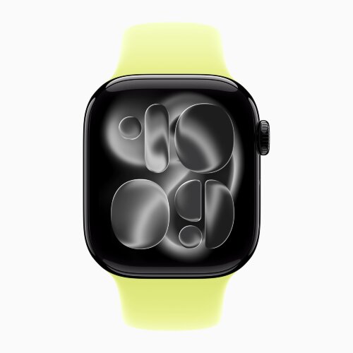 Apple Watch Series 11 42mm, Jet Black Aluminum Case with Sport Band - Neon Yellow