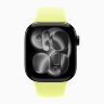 Apple Watch Series 11 42mm, Jet Black Aluminum Case with Sport Band - Neon Yellow