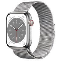 Apple Watch Series 8 45 мм стальные, серебристый миланский сетчатый браслет