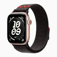 Apple Watch Series 11 42mm, Rose Gold Aluminum Case with Nike Sport Loop - Midnight Black