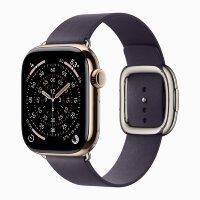 Apple Watch Series 11 42mm, Gold Titanium Case with Modern Buckle - Midnight Purple
