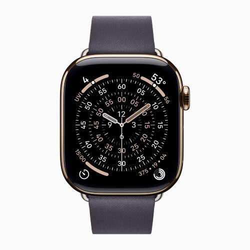 Apple Watch Series 11 42mm, Gold Titanium Case with Modern Buckle - Midnight Purple