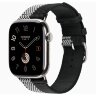 Apple Watch Hermes Series 11 46mm, клетчатый черно-белый ремешок из плетеного нейлона