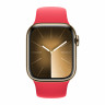 Apple Watch Series 9 45mm, Gold Stainless Steel Case with Sport Band - Red