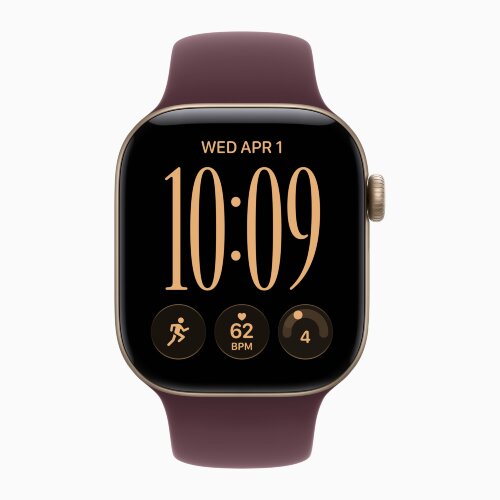 Apple Watch Series 12 46mm, Light Gold Aluminum Case with Sport Band - Burgundy