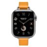 Apple Watch Hermes Series 10 42mm, тонкий кожаный ремешок оранжевого цвета