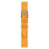 Apple Watch Hermes Series 10 42mm, тонкий кожаный ремешок оранжевого цвета