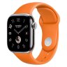 Apple Watch Hermes Series 10 42mm, тонкий кожаный ремешок оранжевого цвета