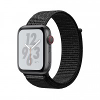 Apple Watch series 5 Nike+, 44 мм GPS + Cellular, серебристый алюминий, браслет найк из чёрного нейлона