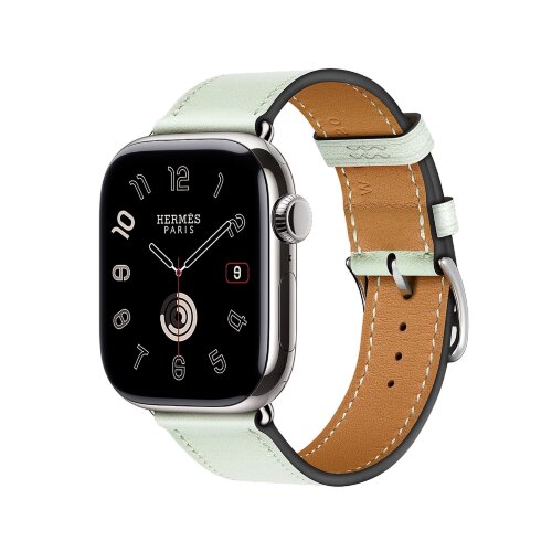 Кожаный ремешок Hermes для Apple Watch Single Tour 46mm - Мятный (Vert Peppermint)
