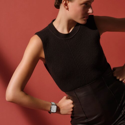 Кожаный ремешок Hermes для Apple Watch Single Tour 46mm - Мятный (Vert Peppermint)
