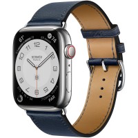 Apple Watch Series 7 Hermes 45 мм с кожаным ремешком синего цвета