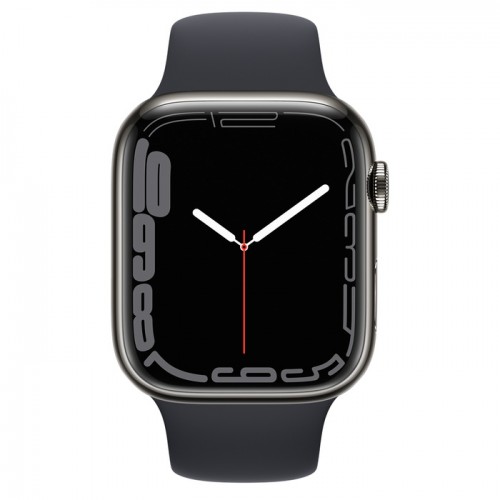 Apple Watch Series 7 45 мм, Стальные графитового цвета, спортивный ремешок «Тёмная ночь»