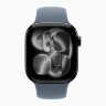 Apple Watch Series 11 42mm, Jet Black Aluminum Case with Sport Band - Anchor Blue