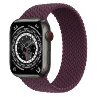 Apple Watch Series 7 45 мм, Space Black Titanium, плетеный монобраслет «Тёмная вишня»