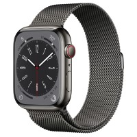 Apple Watch Series 8 45 мм, стальные графитового цвета, миланский сетчатый браслет
