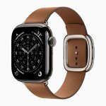 Apple Watch Series 11 42mm, Slate Titanium Case with Magnetic Link - Caramel