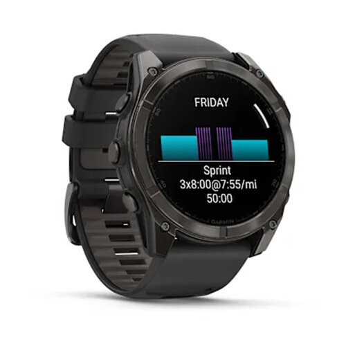 Умные часы Garmin Fenix 8 51mm, AMOLED, Sapphire, Carbon Gray DLC Titanium, Black/Pebble Gray Silicone Band