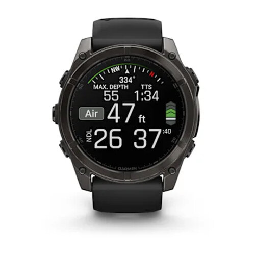 Умные часы Garmin Fenix 8 51mm, AMOLED, Sapphire, Carbon Gray DLC Titanium, Black/Pebble Gray Silicone Band