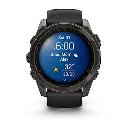 Умные часы Garmin Fenix 8 51mm, AMOLED, Sapphire, Carbon Gray DLC Titanium, Black/Pebble Gray Silicone Band