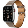 Apple Watch Hermes Series 9 45mm, классический кожаный ремешок серого цвета
