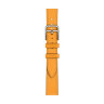 Кожаный ремешок Hermes для Apple Watch Single Tour 42mm Attelage - Оранжевый (Jaune D'or)