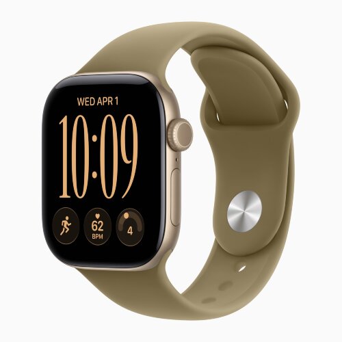 Apple Watch Series 12 46mm, Light Gold Aluminum Case with Sport Band - Olive
