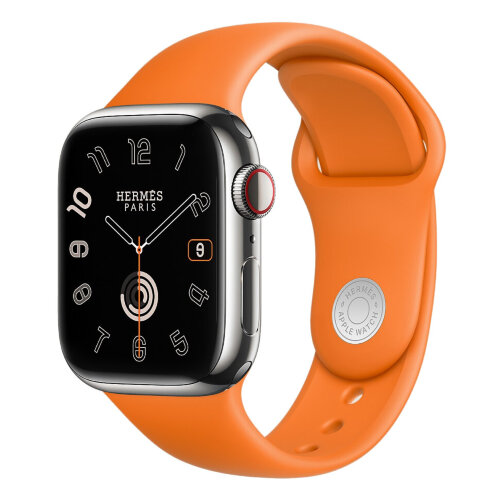 Apple Watch Hermes Series 10 42mm, тонкий кожаный ремешок зеленого цвета