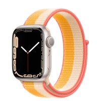 Apple Watch Series 7 41 мм, из алюминия «Сияющая звезда», спортивный браслет «Спелый маис/белый»